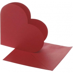 cartes et enveloppes coeur rouge  10 pieces
