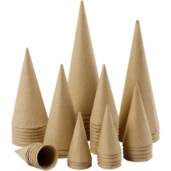cones papier mache 4  20 cm assortiment 50 pieces