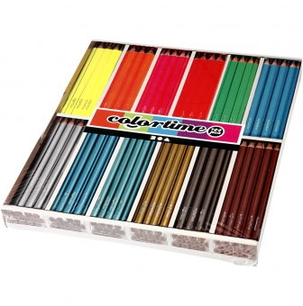 crayons de couleur colortime fluo et metal 144 pieces