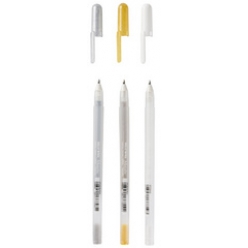 sakura stylo roller encre gel gelly roll or argent blanc