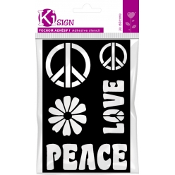 pochoir adhesif peace n love 12x18 cm