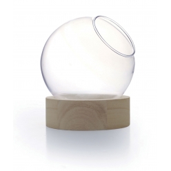 vase globe avec socle en bois o13cm