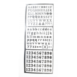 stickers adhesifs alphabet chiffres argent 1 cm x 169 pcs