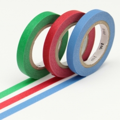 masking tape mt 6 mm slim set de 3  unis h bleu rouge vert