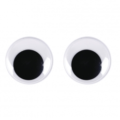 yeux mobiles en plastique a coller40mm o 6 pces noir blanc