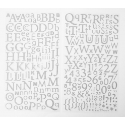 sticker alphabet paillete adhesif argente 22 cm