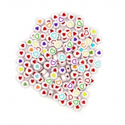 perles rondes avec cur 07 cm 2 designs 40g