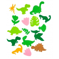 stickers feutrine forme dinosaures et feuilles 17 pieces