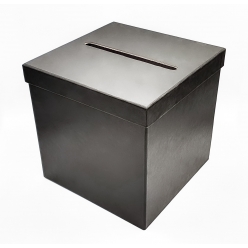 urne en carton carree noire pour cagnotte cadeau 20 cm
