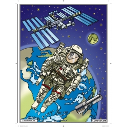 tableau velours a colorier pour enfant l astronaute