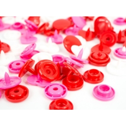 assortiment de 3 coloris de boutons de pression coeurs love 124 mm