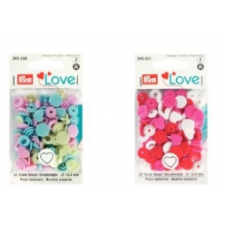 assortiment de 3 coloris de boutons de pression coeurs love 124 mm