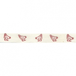 ruban coton 15mm poules