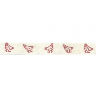 ruban coton 15mm poules