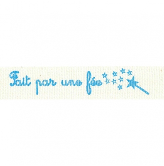 ruban coton 15mm texte fait par une fee