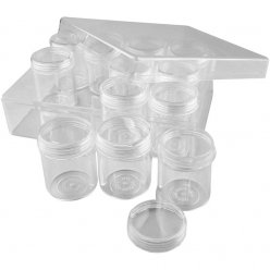 coffret de rangement avec 12 pots en plastique