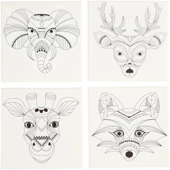 toiles a peindre pre dessinees animaux 4 pieces