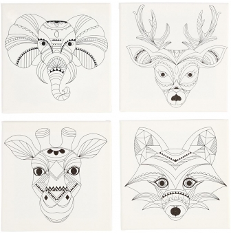 toiles a peindre pre dessinees animaux 4 pieces