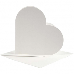 cartes et enveloppes coeur blanches  10 pieces