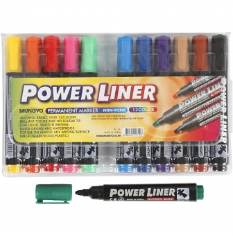 marqueurs power liner permanent 12 pieces