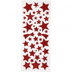 autocollants pailletes etoiles rouge