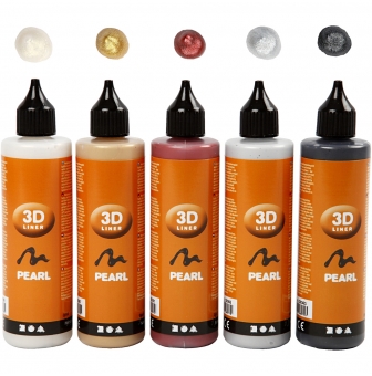 peinture liner 3d metallisees 5x100ml assortiment