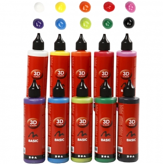 peinture liner 3d 10x100 ml assortiment