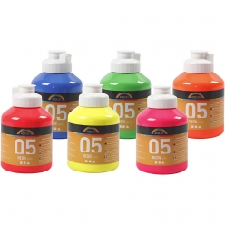 peinture fluo 6x500 ml assortiment