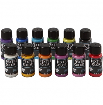 peinture textile solid 12x50 ml assortiment