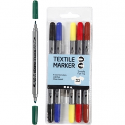 marqueurs textile double pointe assortiment 6 pieces