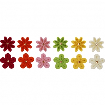 fleurs en feutrine et strass 30mm 12 pieces