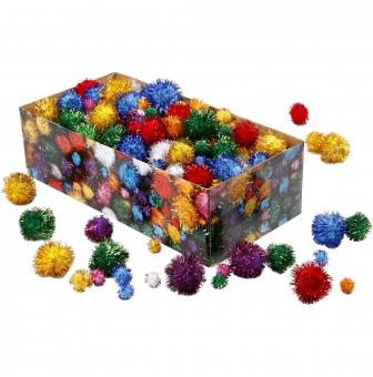 pompons scintillants 15  40 mm assortiment 400 pieces