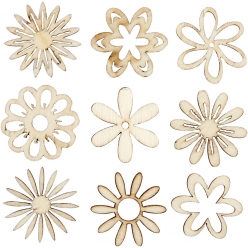 decorations en bois fleurs 45 pieces