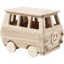 minibus en bois 17x10x13 cm