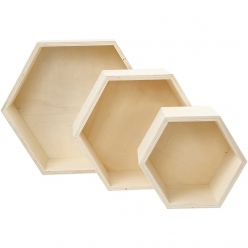 boites de rangement hexagone assortiment 3 pieces