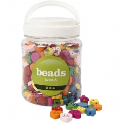 perles fantaisies en bois 15  20mm 235 gr