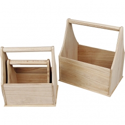 paniers en bois brut assortiment 3 pieces