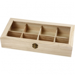 boite en bois et couvercle verre 32x16x6 cm
