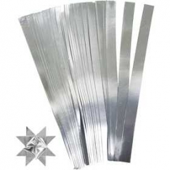 bandes de papier etoiles 65 cm 100 pieces argente