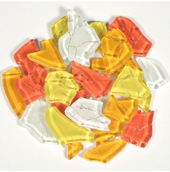 mosaique verre crash melange jaune rouge