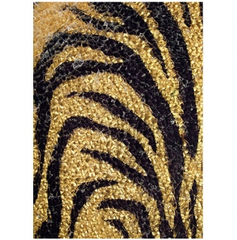 mosaique safety  glas zebre noir dore  plaque 15x20 cm