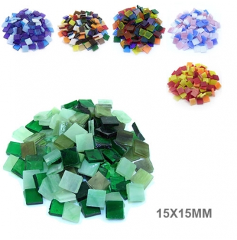 mosaique verre tiffany assortiment 15x15x4mm