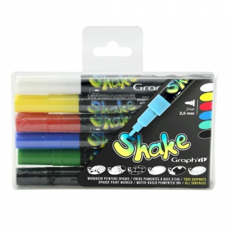 set de 6 marqueurs fins graph it shake  basic colors