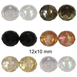 perle facettee en verre petite roue 12x10 mm
