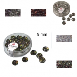perle verre grand trou transp metal o9mm