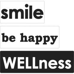 labels smile be happy wellness