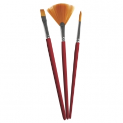 pinceaux synthetiques 3 pieces plat rond eventail
