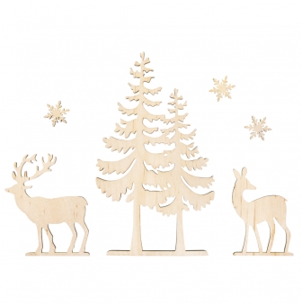 motifs en bois arbre et cerf