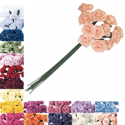 bouquet petites roses en satin 12 mm o 12 pieces