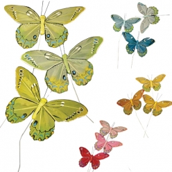 papillon en plumes colores 10 cm